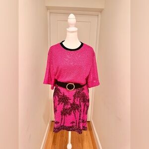 Pink and Black Sequined Dress